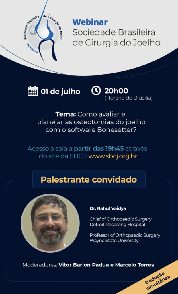 A palestra do Dr. Vaidya é uma oportunidade e tanto de aprendizado sobre avaliação e planejamento para a realização de uma osteotomia.